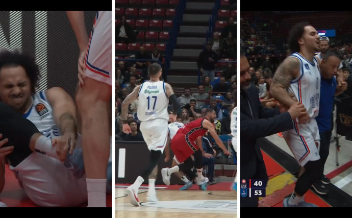 Shane Larkin helped off the court vs. Milan